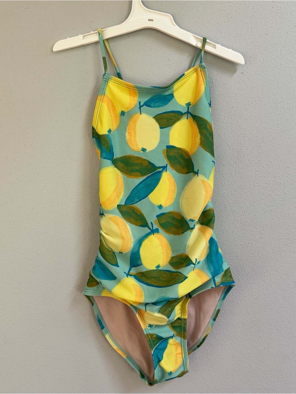 Tea Lemon Print One-Piece Swimsuit Large size 10 Fruit Tie back